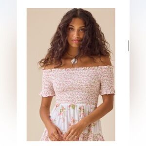 Altar'd State Strapless Floral Dress - Pink and White